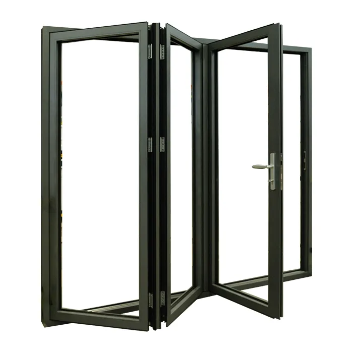 Aluminum Tri Fold Patio Glass Anthracite Grey Bifold Folding Door - HIHAUS