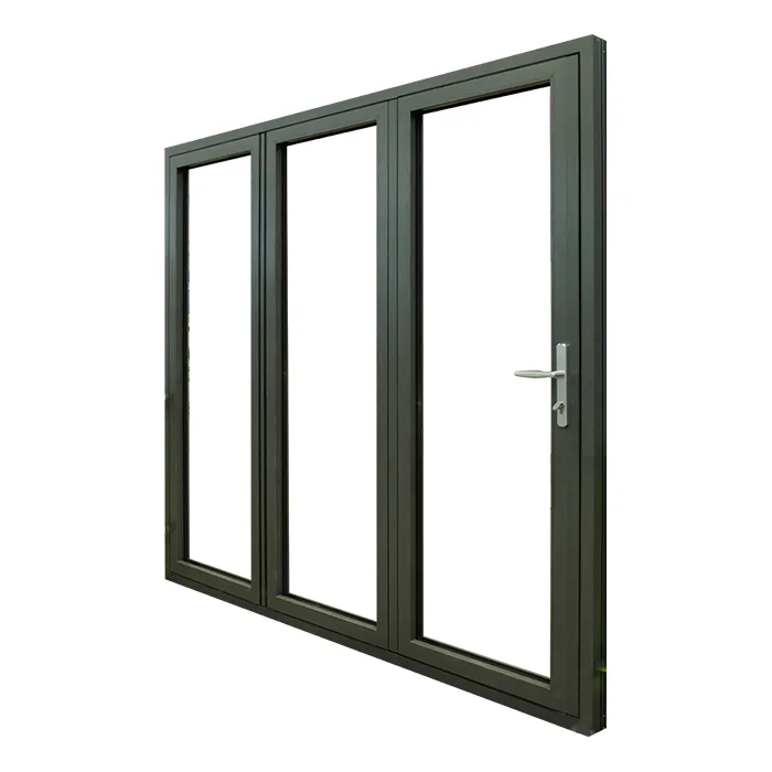 Aluminum Tri Fold Patio Glass Anthracite Grey Bifold Folding Door - HIHAUS