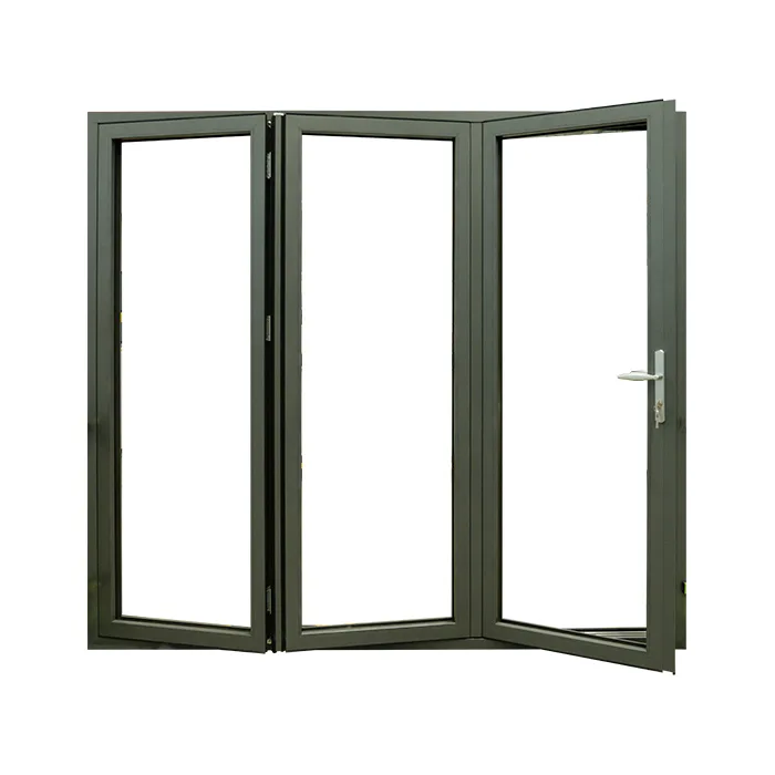 Aluminum Tri Fold Patio Glass Anthracite Grey Bifold Folding Door - HIHAUS