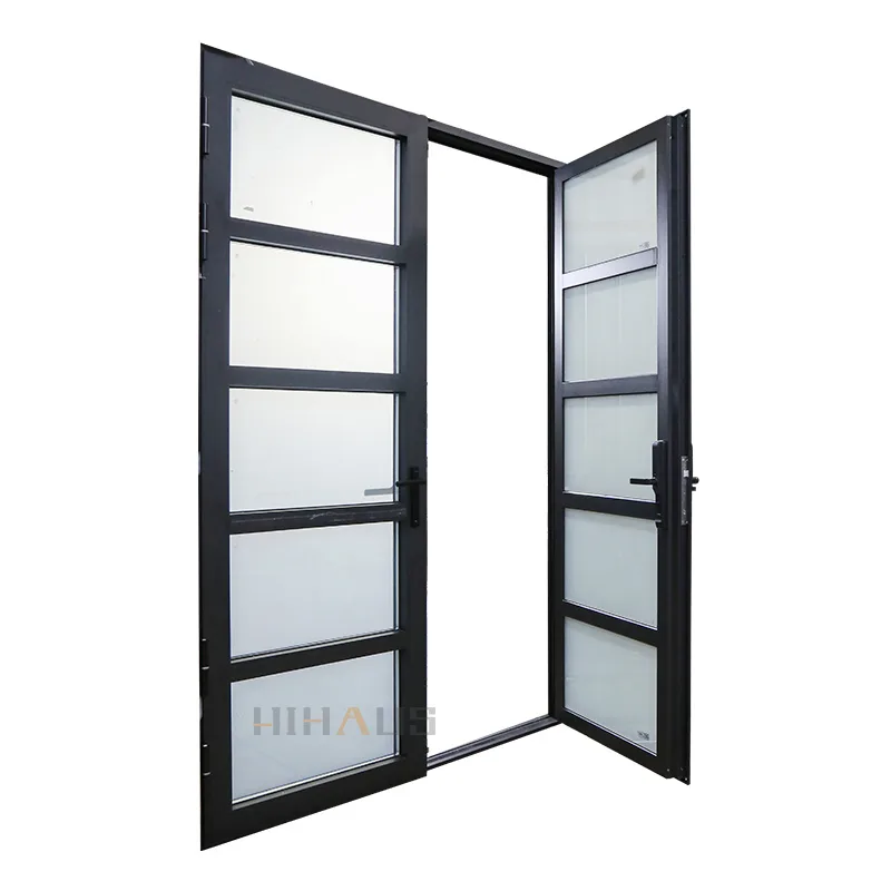 Dimmable Privacy Glass Aluminium Double Hinged Swing Door - HIHAUS
