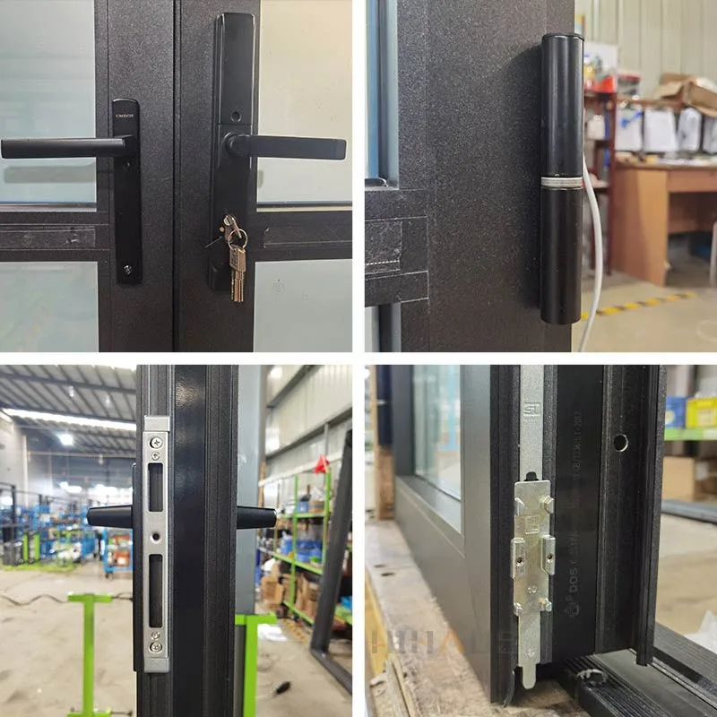 Dimmable Privacy Glass Aluminium Double Hinged Swing Door - HIHAUS