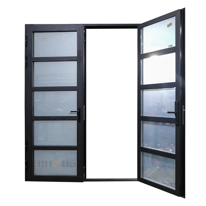 Dimmable Privacy Glass Aluminium Double Hinged Swing Door - HIHAUS