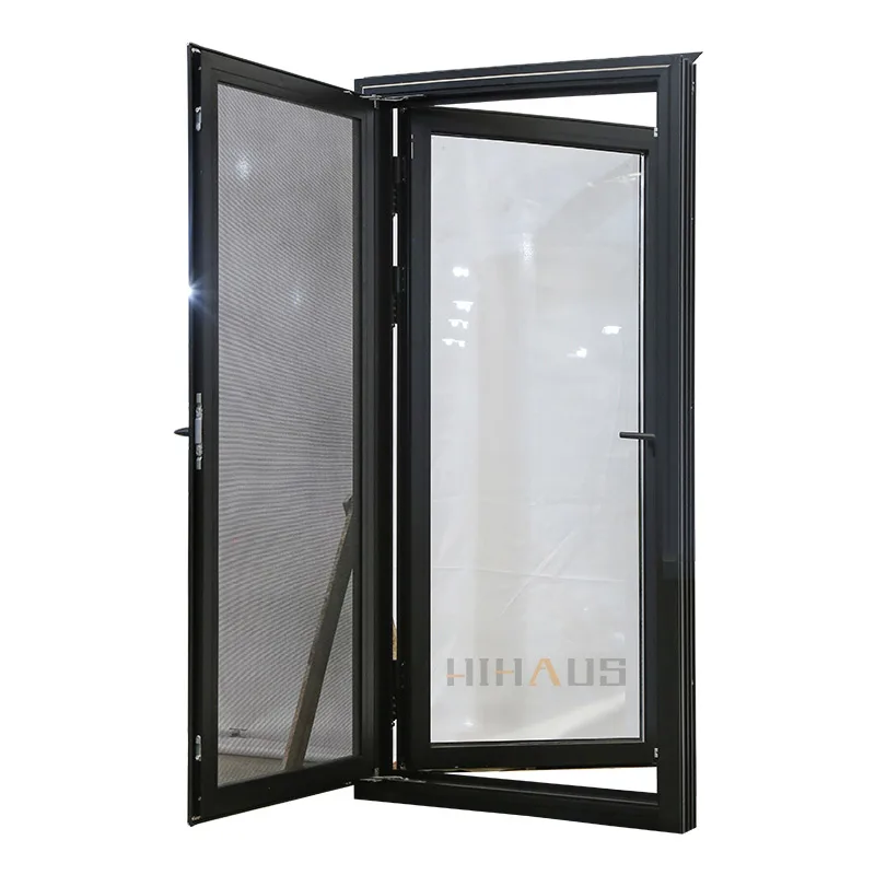 Home Black Waterproof Aluminium Single Casement Glass Window - HIHAUS