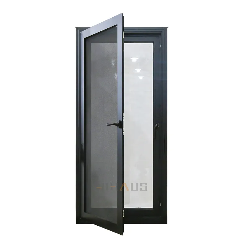 Home Black Waterproof Aluminium Single Casement Glass Window - HIHAUS