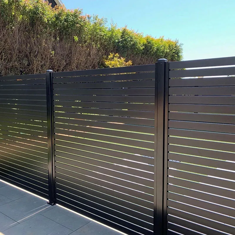 Customized Residential Black Garden Aluminum Slat Fence - HIHAUS