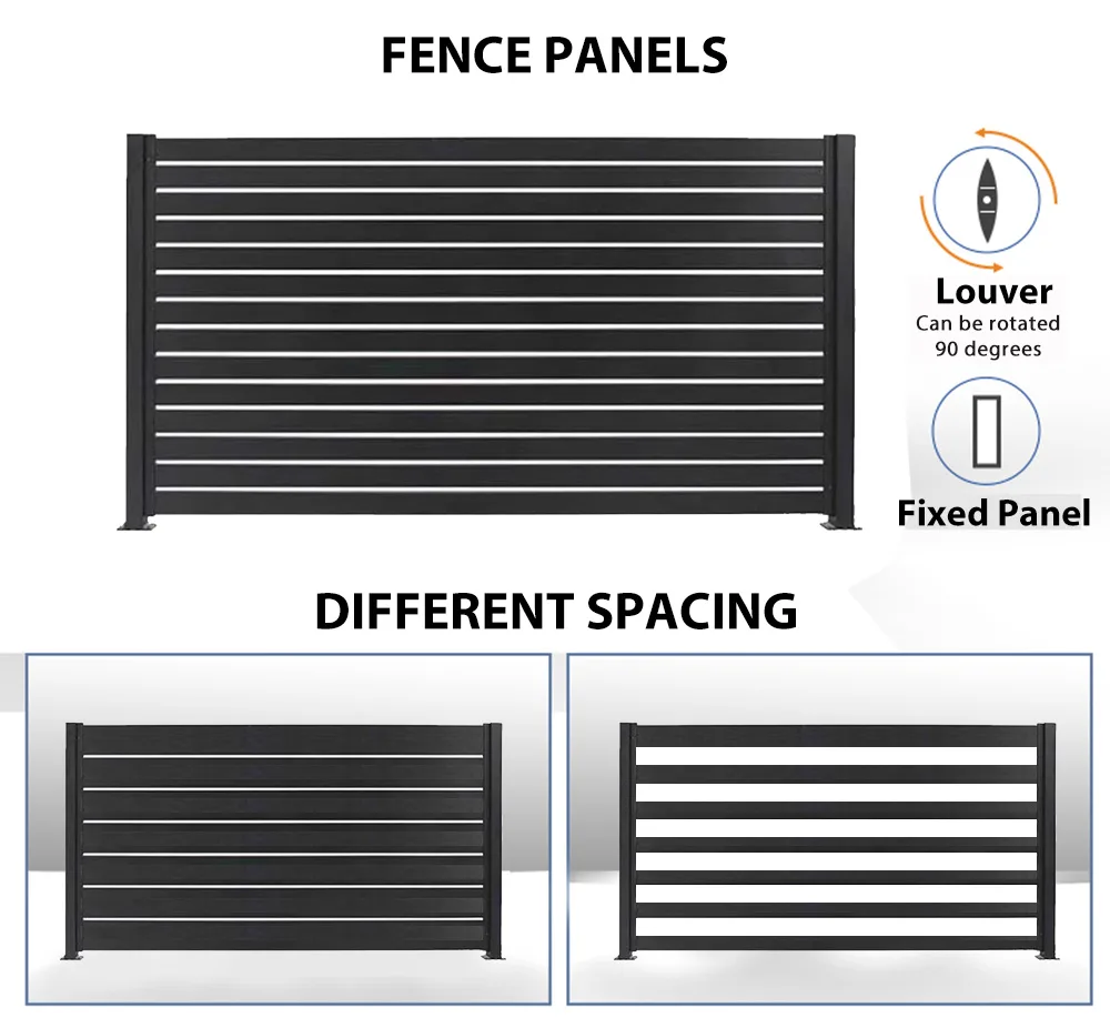 Customized Residential Black Garden Aluminum Slat Fence - HIHAUS