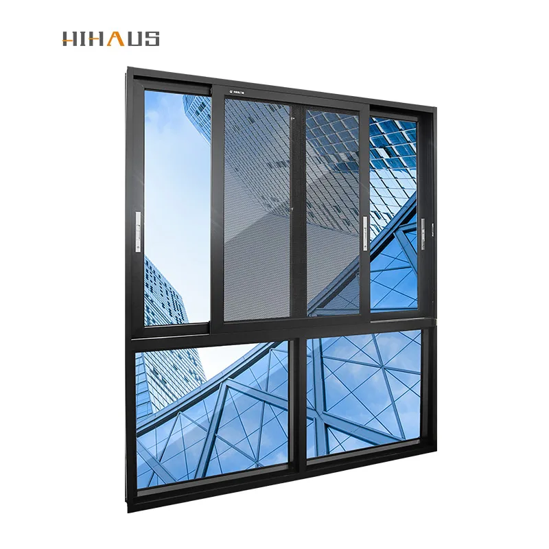Hihaus Best Quality Light Grey Nail Fin Aluminium Balcony Interior Sliding Window - HIHAUS