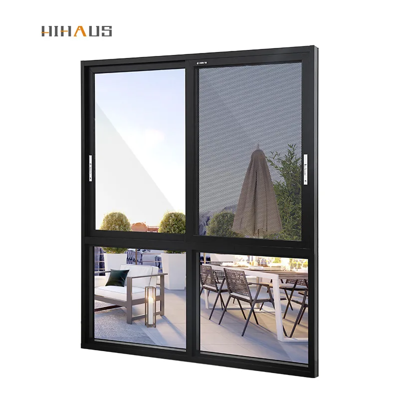 Hihaus Best Quality Light Grey Nail Fin Aluminium Balcony Interior Sliding Window - HIHAUS