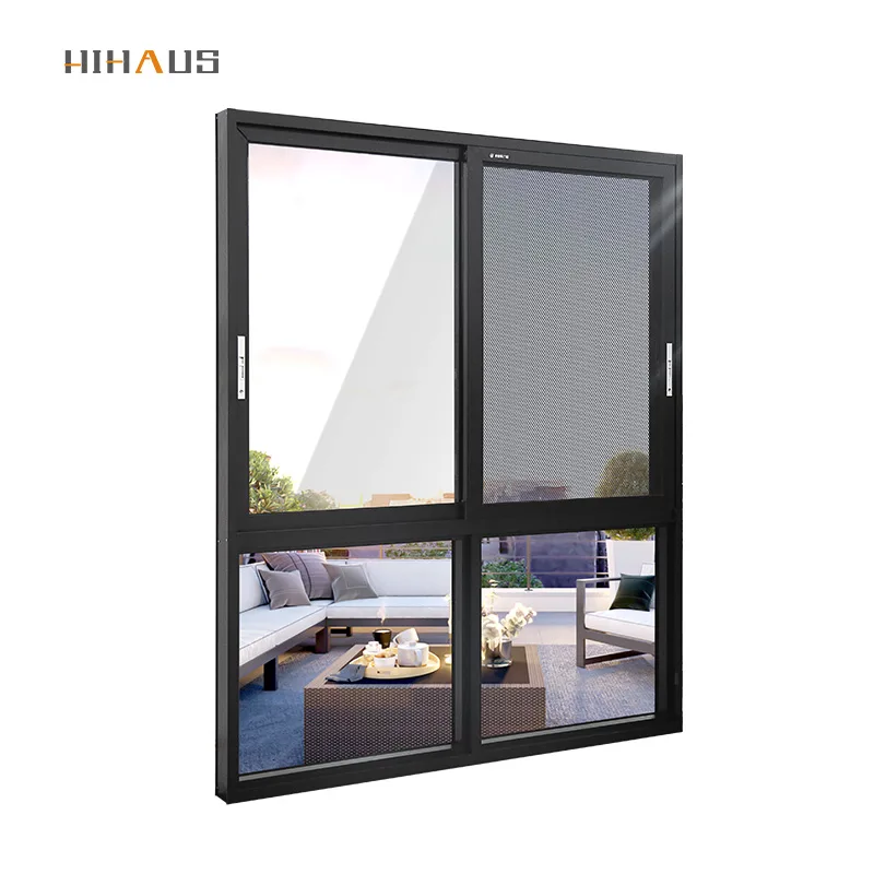 Hihaus Best Quality Light Grey Nail Fin Aluminium Balcony Interior Sliding Window - HIHAUS