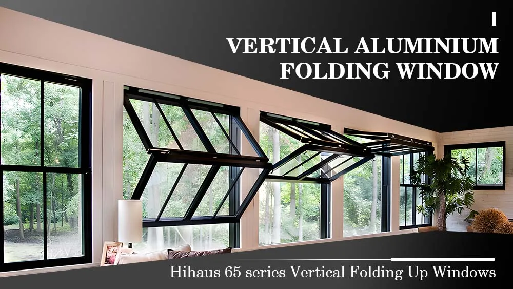 Aluminum Fold Up Porch Kitchen Vertical Folding Glass Windows - HIHAUS
