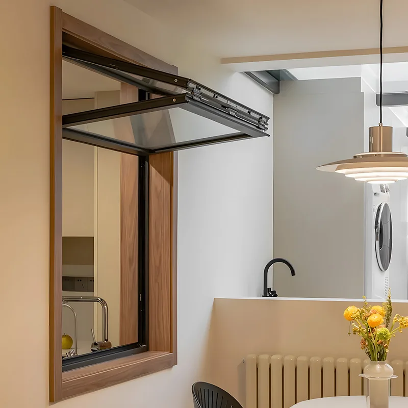 Aluminum Fold Up Porch Kitchen Vertical Folding Glass Windows - HIHAUS