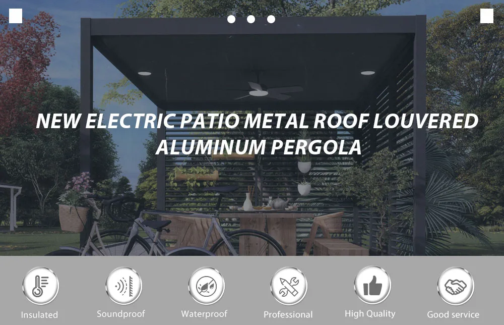 New Electric Patio Metal Roof Louvered Aluminum Pergola - HIHAUS