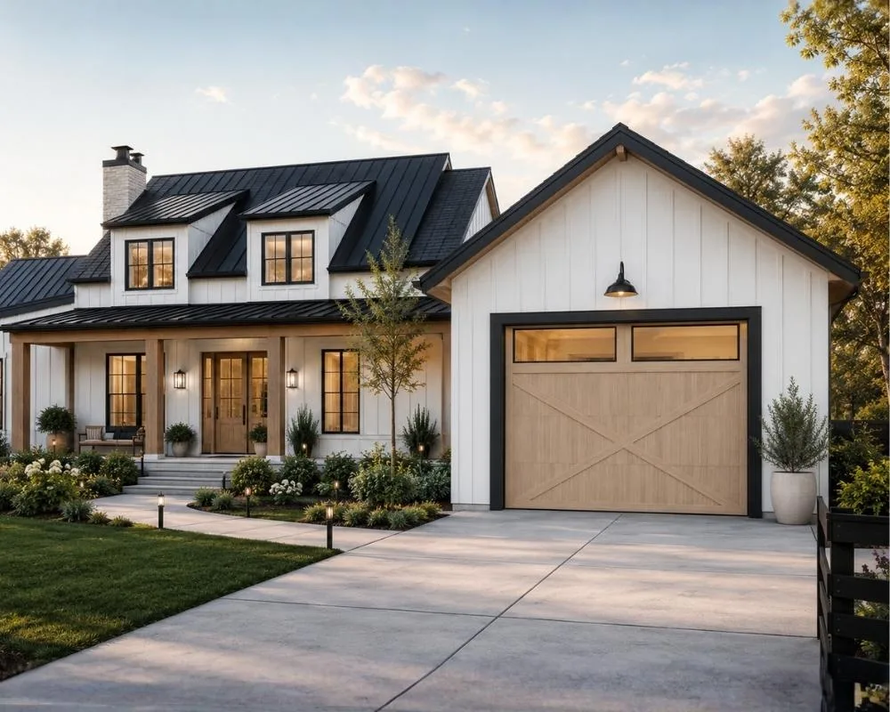 Custom Modern Faux Wood Look Aluminum Garage Door - HIHAUS