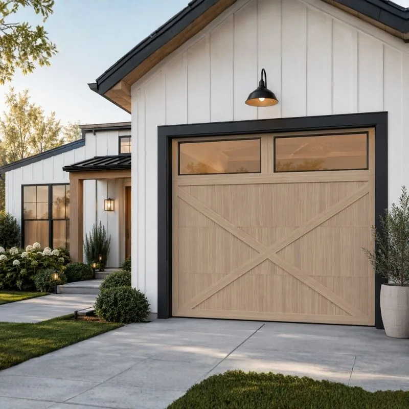 Custom Modern Faux Wood Look Aluminum Garage Door - HIHAUS