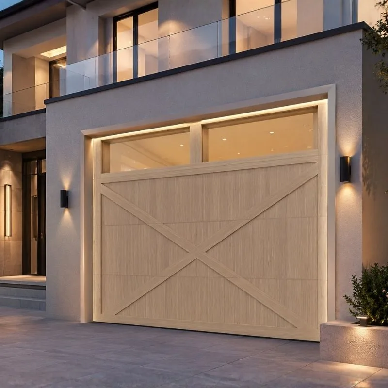 Custom Modern Faux Wood Look Aluminum Garage Door - HIHAUS