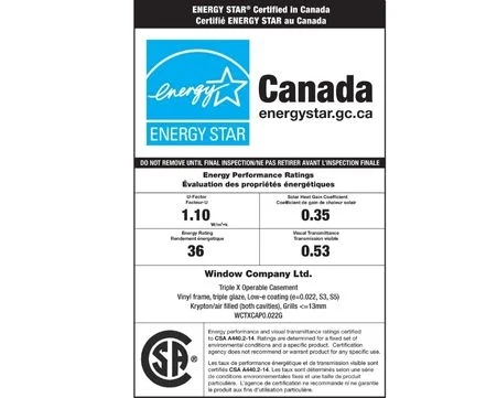 Example ENERGY STAR certification label for windows and doors