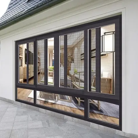 Big Commercial Thermally Broken 3 Track Aluminium Sliding Windows