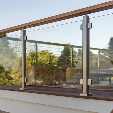 Garden Steel Post Toughened Glass Porch Railing & Balustrade