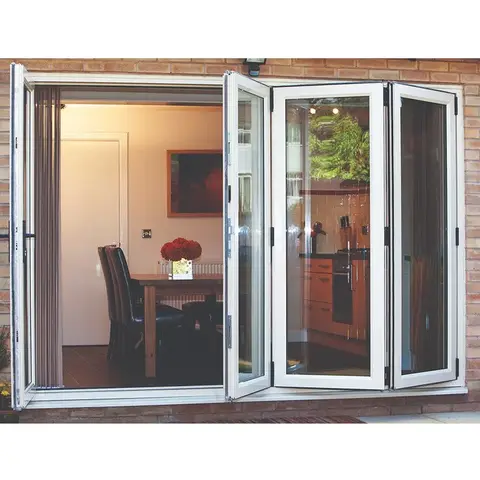 Hihaus Hot White Pvc Upvc Vinyl Outdoor Folding Glass Bifold Accordion Doors
