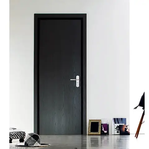 Hihaus Cheap Black Interior Plain Wooden Bedroom Flush Doors For Home