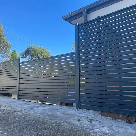 Customized Residential Black Garden Aluminum Slat Fence